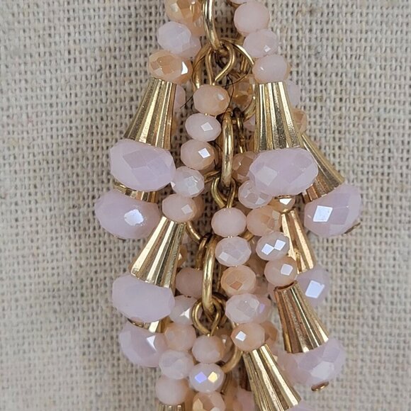 JS Collections Pink Crystal Tassel Pendant Necklace 33" Gold-Tone Lobster Clasp - Picture 2 of 10